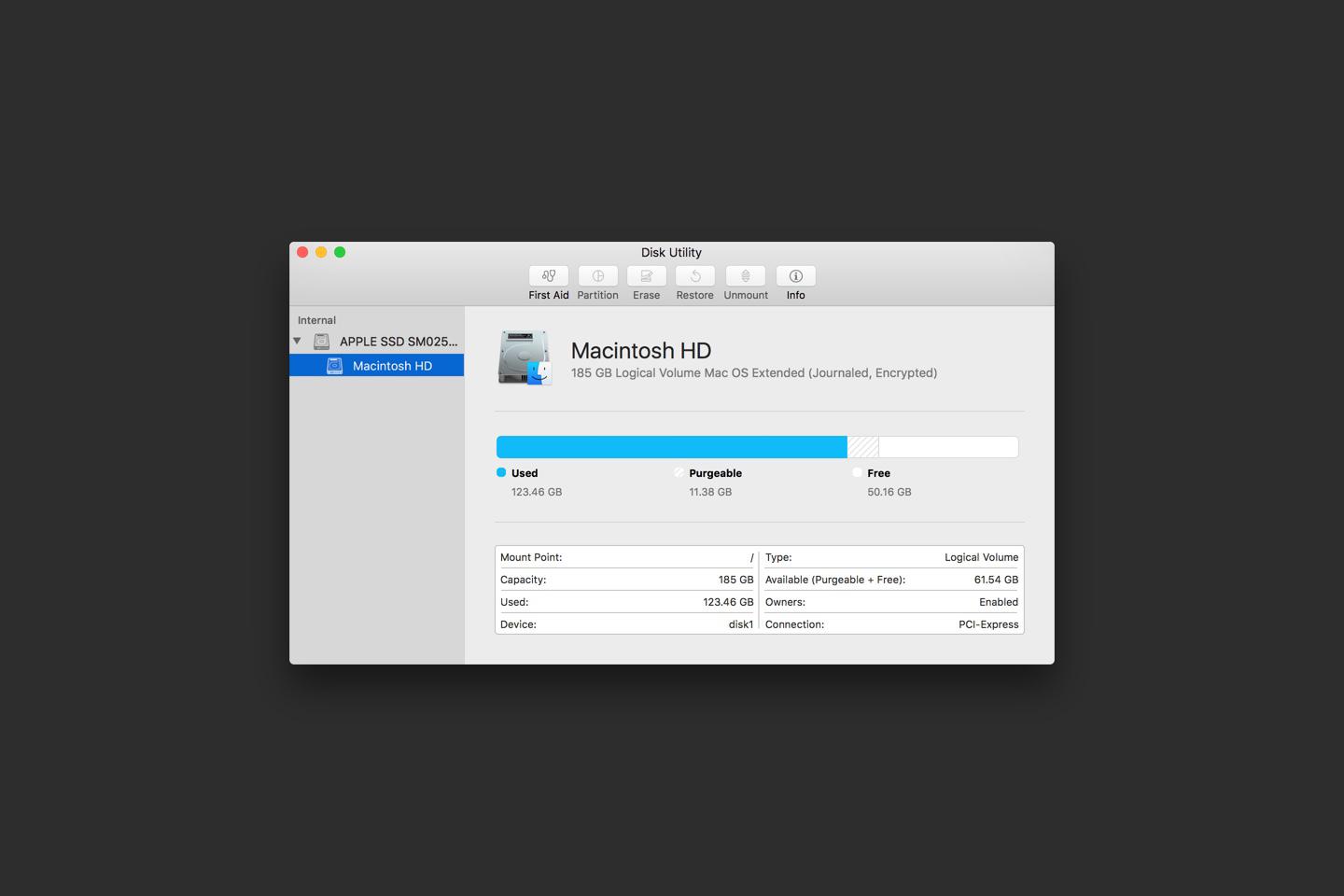 disk utility main window Disk Utility main window