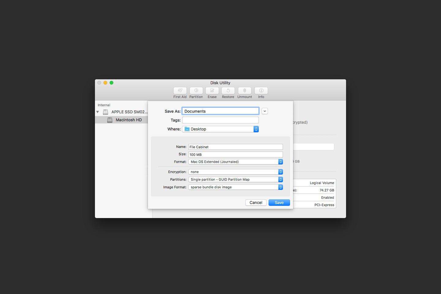 new image New image in disk utility
